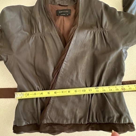 BCBGMAXAZRIA Brown Leather Waist Length Jacket Size M - Picture 7 of 11